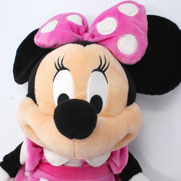 Disney Store Minnie Mouse Plush Toy Stuffed Pink Polka Dot Dress Bow 16" - Picture 5 of 6